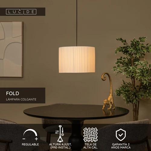 Lucide FOLD - Lámpara colgante - Ø 40 cm - 1xE27 - Blanco - USP